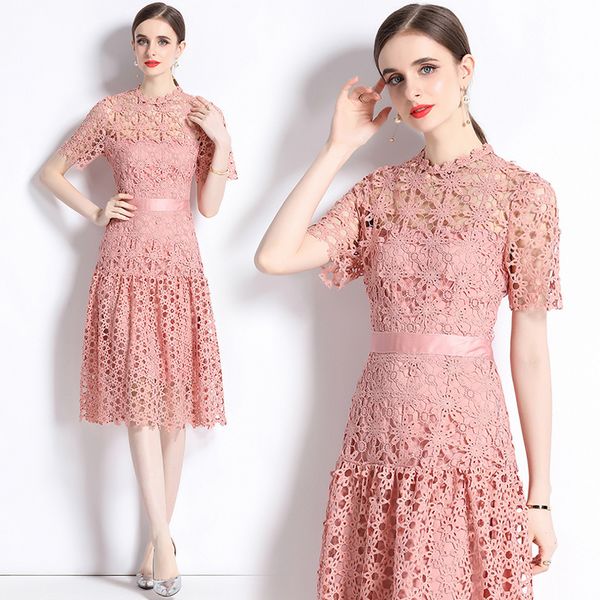 European style Summer High end Embroidery Lace dress
