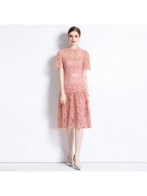 European style Summer High end Embroidery Lace dress 