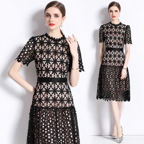 European style Summer Elegant Embroidery Lace dress