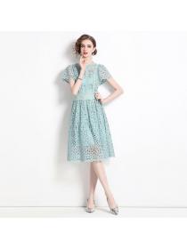 European style Summer Elegant Lace short sleeve dress 