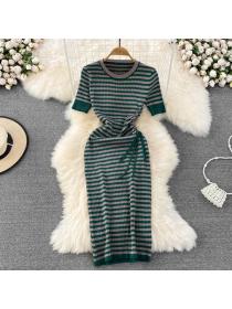 Summer Round collar Elegant Hip-full dress 