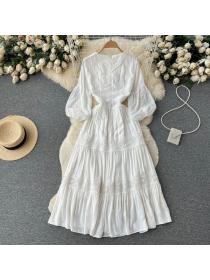 Summer Spring fashion Embroidery Long dress 