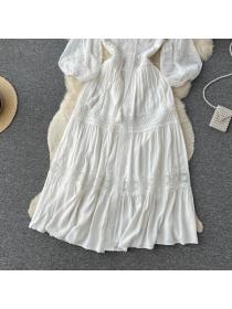 Summer Spring fashion Embroidery Long dress 