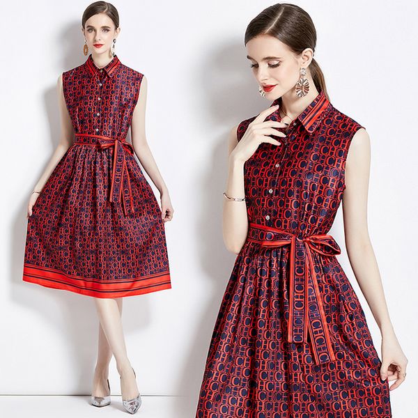 European style Elegant Sleeveless Printed dress