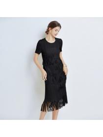 European style Elegant Short sleeve A-line dress 