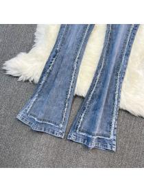 Korean style Casual Retro Fashion Denim pants 