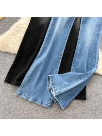 Korean style Matching High waist Flared jeans