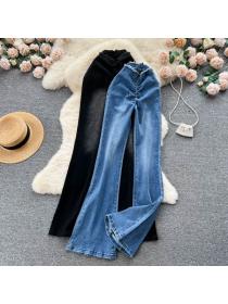 Korean style Matching High waist Flared jeans