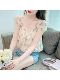 Korean style Fashion Matching Slim Floral shirt 