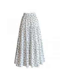 Korean style Summer Loose waist Floral A-line skirt 