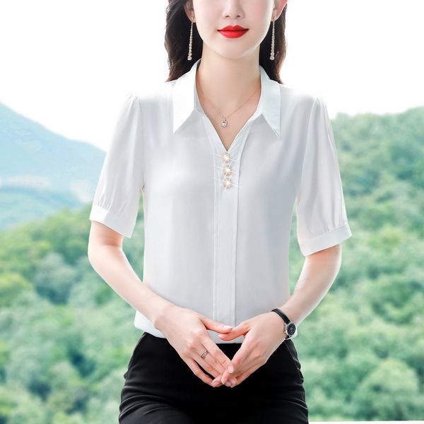 Korean style Summer Short sleeve Matching Silk Top