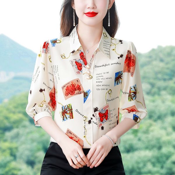 Fashion style Elegant Short sleeve Silk shirt