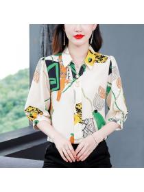 Fashion style Elegant Short sleeve Silk shirt 