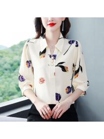 Fashion style Elegant Short sleeve Silk shirt 