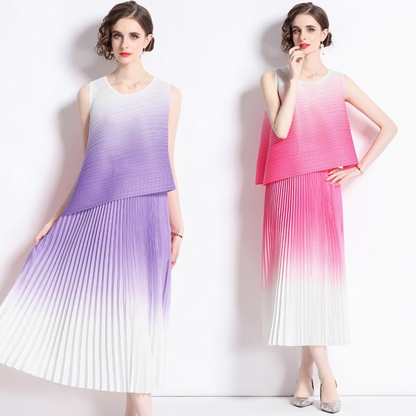 European style Fashion Summer Loose Top+Pleated skirt