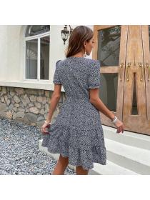 European style Fashion Printed Short sleeve dress 