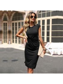 European style Sexy Fashion Solid color Summer dress 