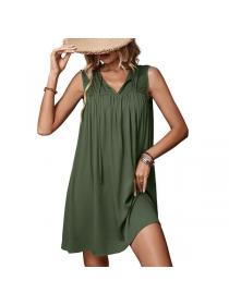 European style Summer Casual Solid color Dress 
