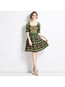 European style Retro fashion Short sleeve dress 