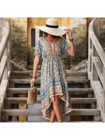 European style Summer Retro fashion Short sleeve dress 