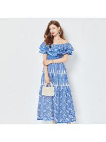 European style High quality Casual Off shoulder Slim dress 