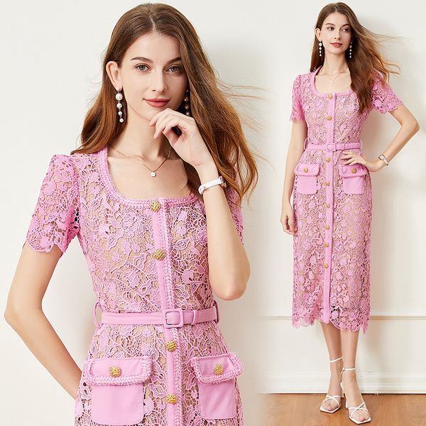 European style Summer fashion luxury Lace Hip-full dress