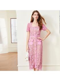 European style Summer fashion luxury Lace Hip-full dress 