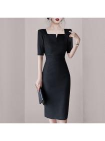 Korean style Elegant Fashion Black dress 