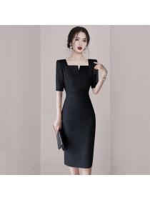 Korean style Elegant Fashion Black dress 
