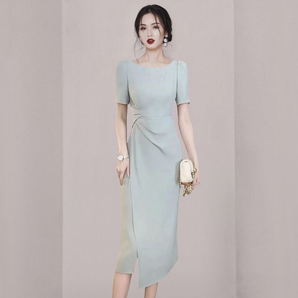 Korean style Elegant Fashion Solid color Elegant dress