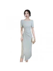 Korean style Elegant Fashion Solid color Elegant dress 