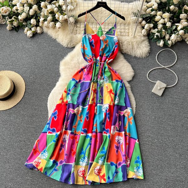 Fashion style Printed Slim Beach dress