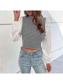 European style High collar Fashion Long sleeve blouse