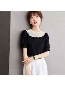 Korean style Short sleeve Black Temperment Top