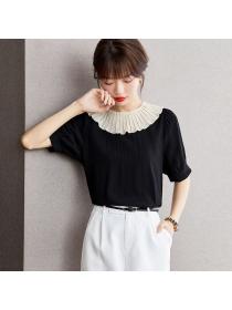 Korean style Short sleeve Black Temperment Top