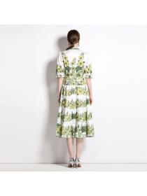 European style Summer fashion Casual Printed Long dress 