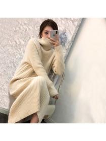 Korean style Retro fashion Knitting dress Sweater dress for women