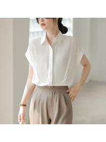 Korean style Short sleeve White shirt 