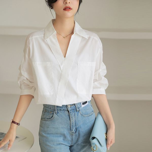 Korean style Short sleeve White shirt
