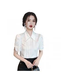 Chinese style Solid color Fashion Blouse 