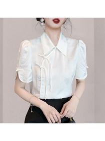 Chinese style Solid color Fashion Blouse 