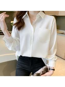 Korean style Fashion Simple Solid color OL shirt 