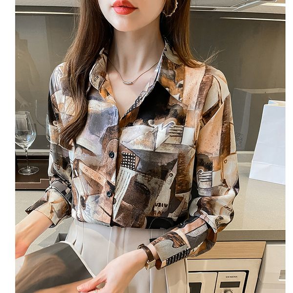 Vintage style Printed Long sleeve blouse
