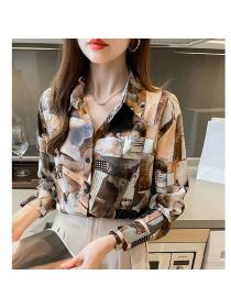 Vintage style Printed Long sleeve blouse 