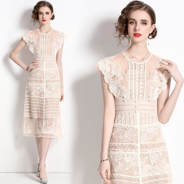 European style Fashion Sweet Embroidery Short sleeve dress