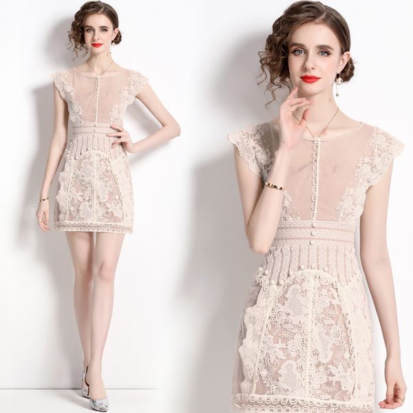 European style Fashion Embroidery Short sleeve dress
