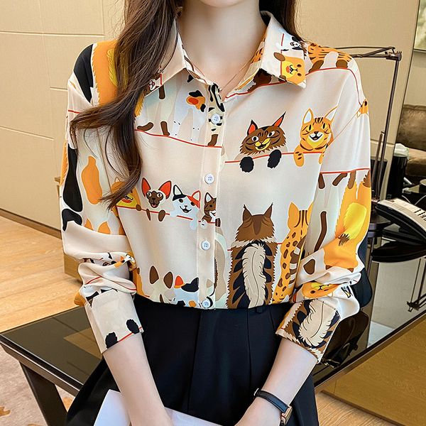 Korean style Polo collar Ol  Loose Shirt for women