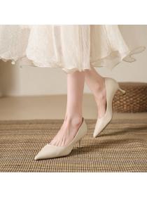 sheepskin slim heels Pointed High heels 