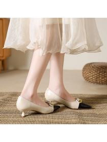 Korean style Summer Matching Fashion genuine leather Pointed shoes 