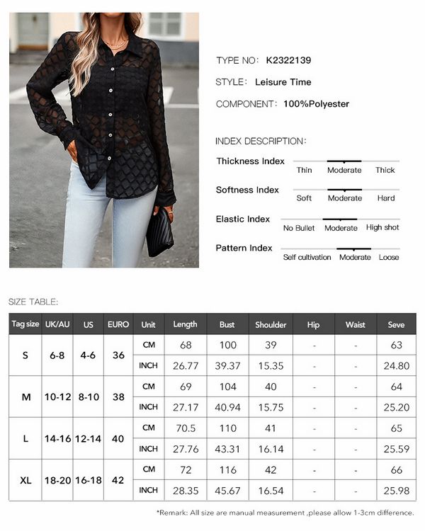 European style Sexy Long sleeve blouse for women